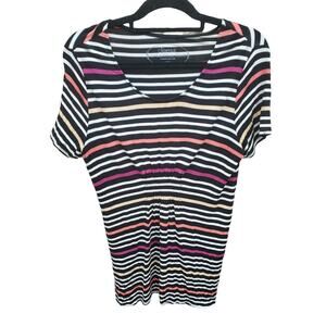 Soma Top Small Womens Short Sleeve Crew Neck Multicolor Pullover Casual